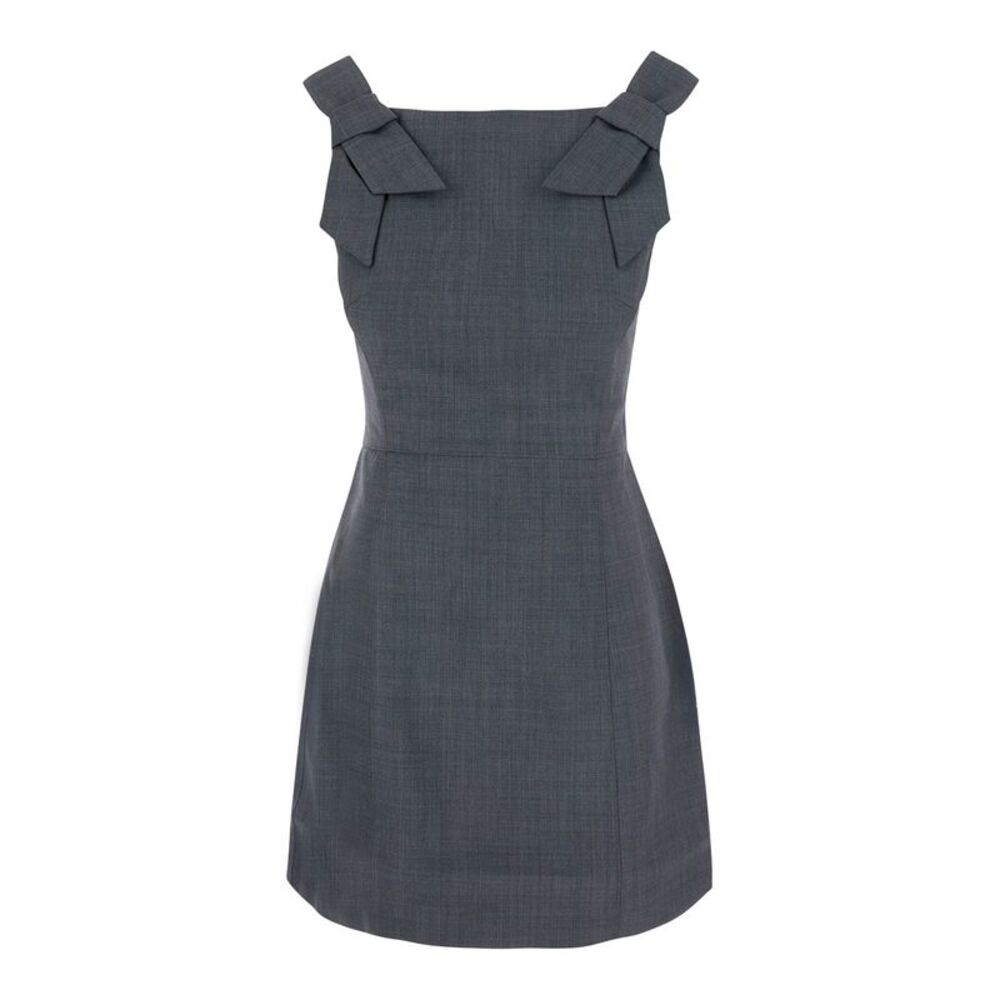 Shushu/Tong Women Grey Dress With Bow Straps In Wool Blend For Women